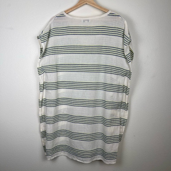 JCrew Tunic Womens Small Blue Yellow White Striped Oversized Beach Breezy Preppy - Picture 6 of 7